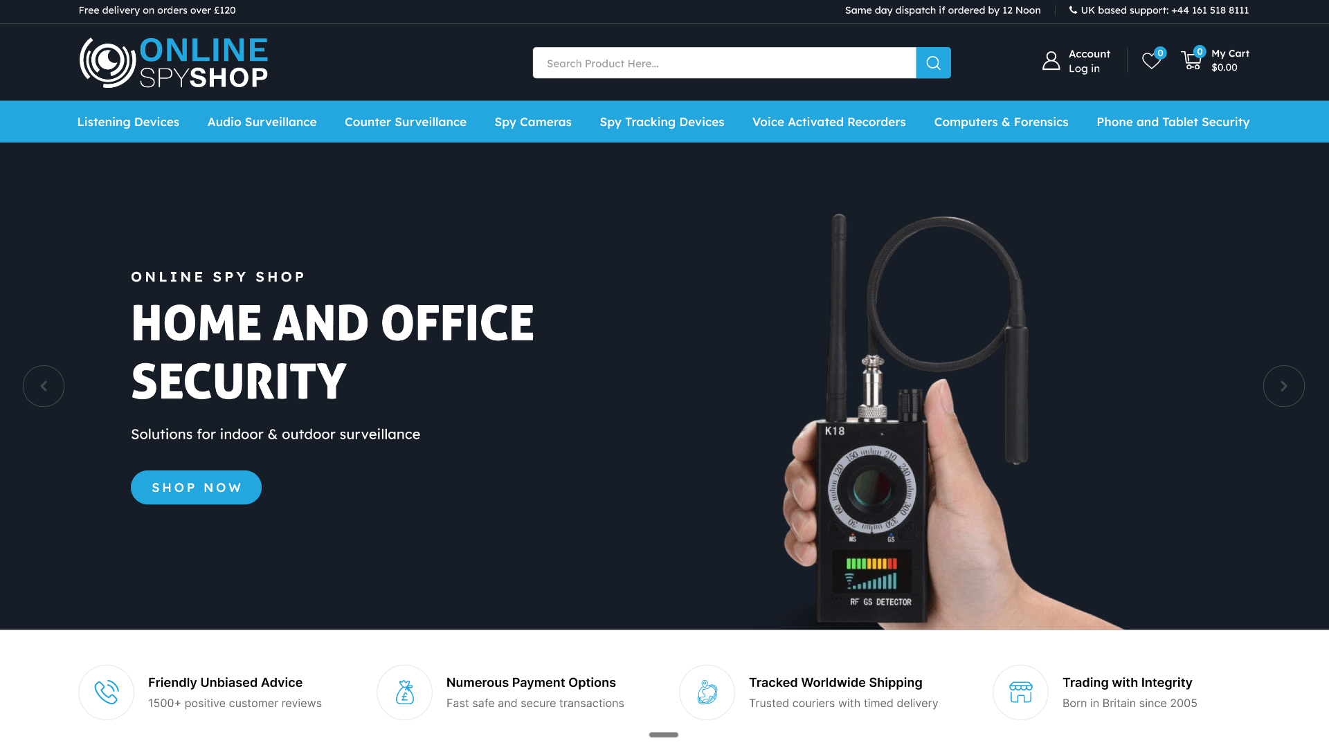 Online Spy Shop Magento 2 storefront implemented with Hyvä